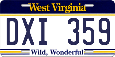 WV license plate DXI359