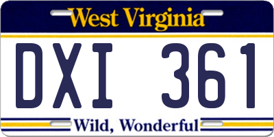 WV license plate DXI361