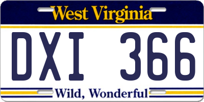 WV license plate DXI366