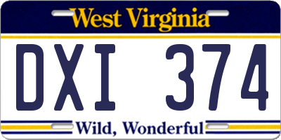 WV license plate DXI374