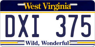 WV license plate DXI375