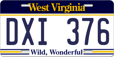 WV license plate DXI376
