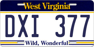 WV license plate DXI377