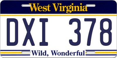 WV license plate DXI378