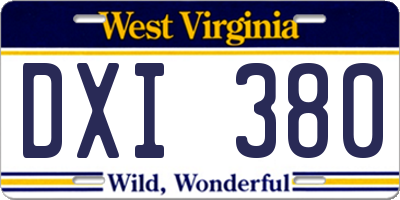 WV license plate DXI380