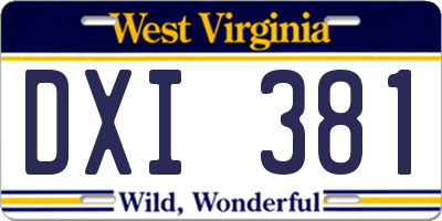 WV license plate DXI381