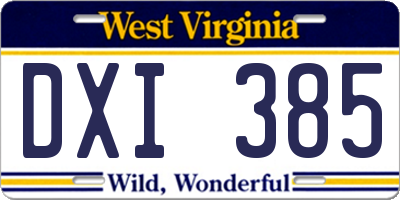 WV license plate DXI385