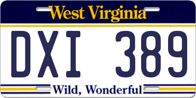 WV license plate DXI389