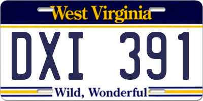 WV license plate DXI391