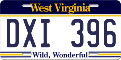 WV license plate DXI396