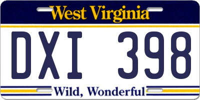 WV license plate DXI398