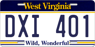 WV license plate DXI401