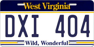 WV license plate DXI404