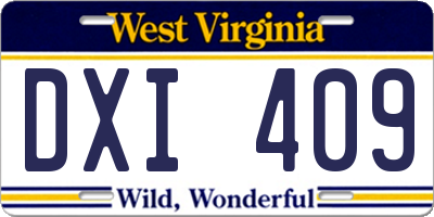 WV license plate DXI409
