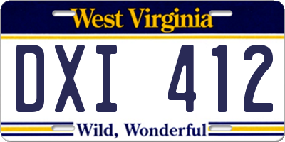 WV license plate DXI412
