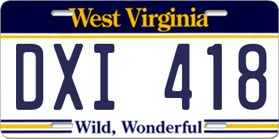 WV license plate DXI418