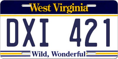 WV license plate DXI421