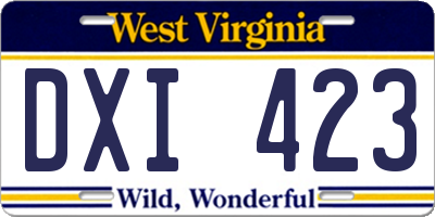 WV license plate DXI423