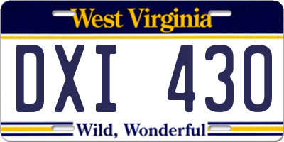 WV license plate DXI430