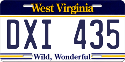 WV license plate DXI435