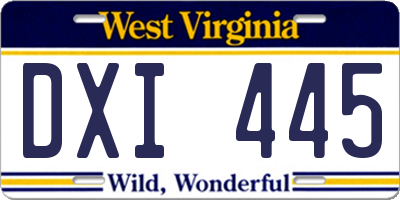 WV license plate DXI445