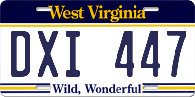 WV license plate DXI447