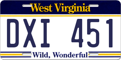 WV license plate DXI451