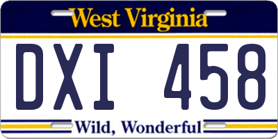 WV license plate DXI458