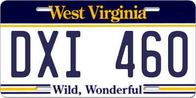 WV license plate DXI460