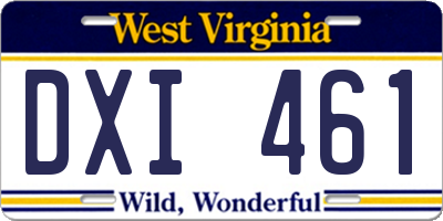 WV license plate DXI461