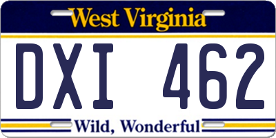 WV license plate DXI462