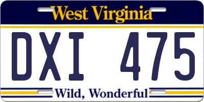 WV license plate DXI475