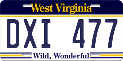 WV license plate DXI477