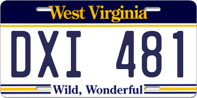 WV license plate DXI481