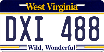 WV license plate DXI488
