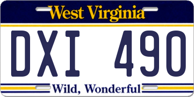 WV license plate DXI490
