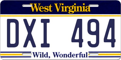 WV license plate DXI494