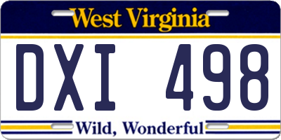 WV license plate DXI498