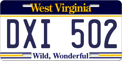 WV license plate DXI502