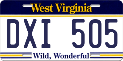 WV license plate DXI505