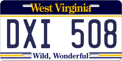 WV license plate DXI508