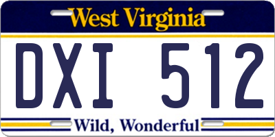 WV license plate DXI512