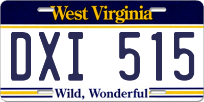 WV license plate DXI515