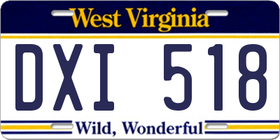 WV license plate DXI518
