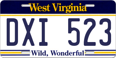 WV license plate DXI523