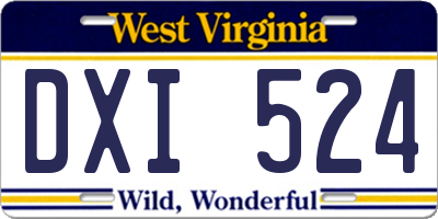 WV license plate DXI524