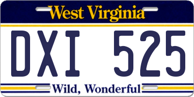 WV license plate DXI525