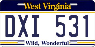 WV license plate DXI531