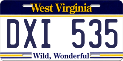 WV license plate DXI535
