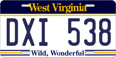 WV license plate DXI538